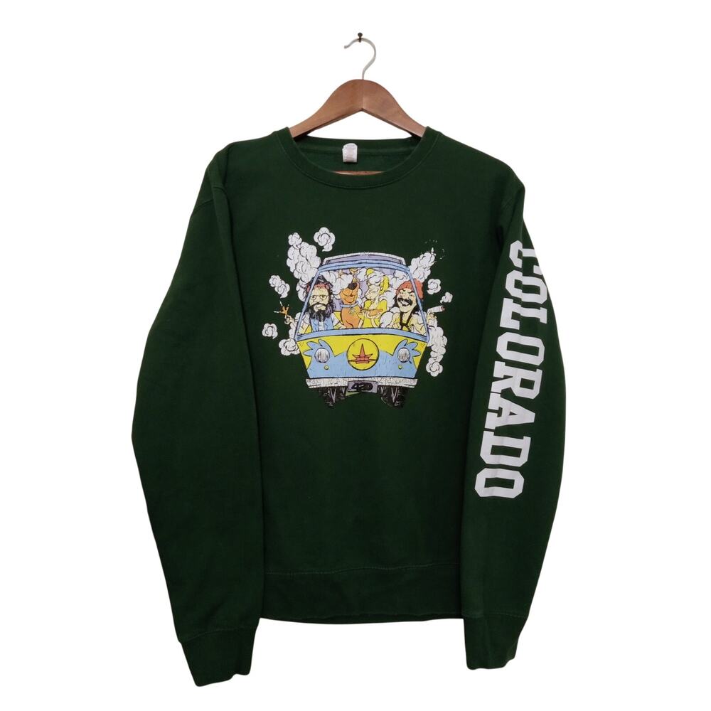 Vintage Y2K Scooby Doo Shaggy Cheech Chong 420 Sweatshirt Colorado Graphic SZ L
